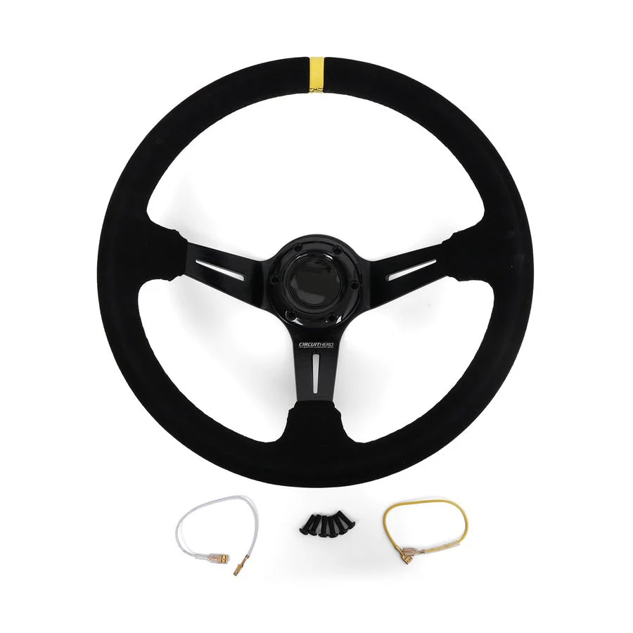 Circuit Hero 3 Spoke Steering Wheel with Slots 350mm/97mm Dish 6 Bolt - Image 4