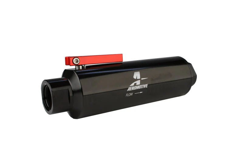 Aeromotive In-Line AN-12 Filter w/Shutoff Valve 100 Micron SS Element - Black Anodize Finish - Image 14