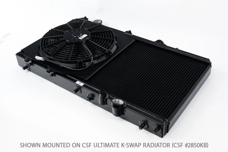 CSF 92-00 Honda Civic All-Aluminum Fan Shroud w/12in SPAL Fan - Black Finish - Image 4