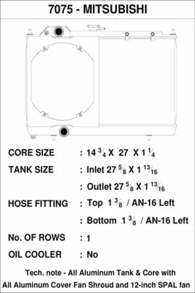 CSF 96-07 Mitsubishi Evo 4/5/6/7/8/9 Full-Slim Radiator w/12in Fan & Shroud/-16AN & Slip On Fitting - Image 9