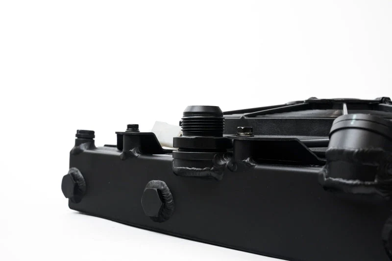 CSF Universal Half Radiator w/-16AN & Slip-On Fittings/12in SPAL Fan & Shroud - Black Finish - Image 6