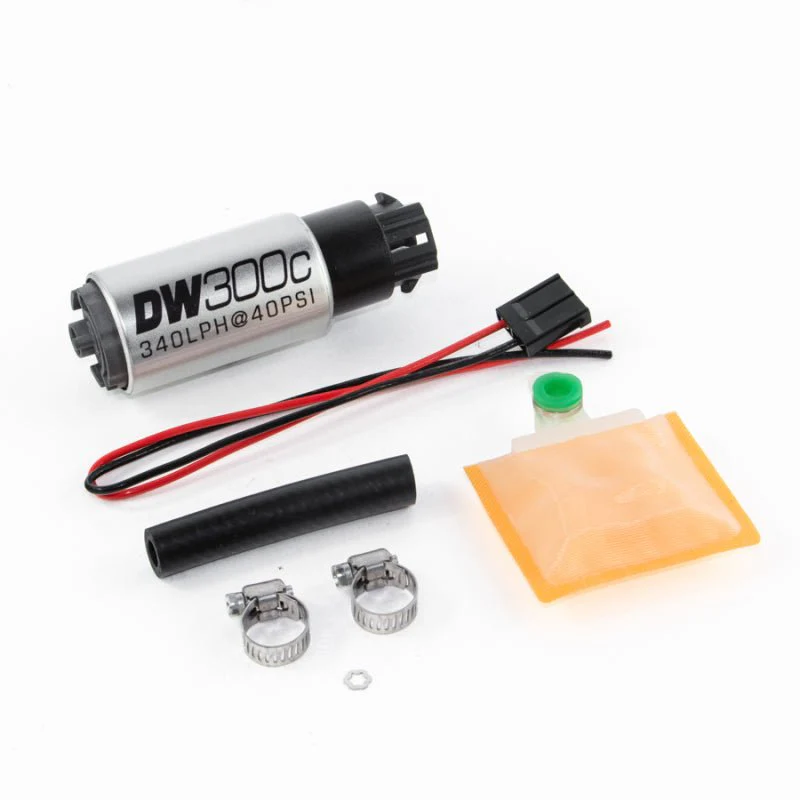 DeatschWerks 340lph DW300C Compact Fuel Pump w/ Universal Install Kit (w/ Mounting Clips) - Image 2