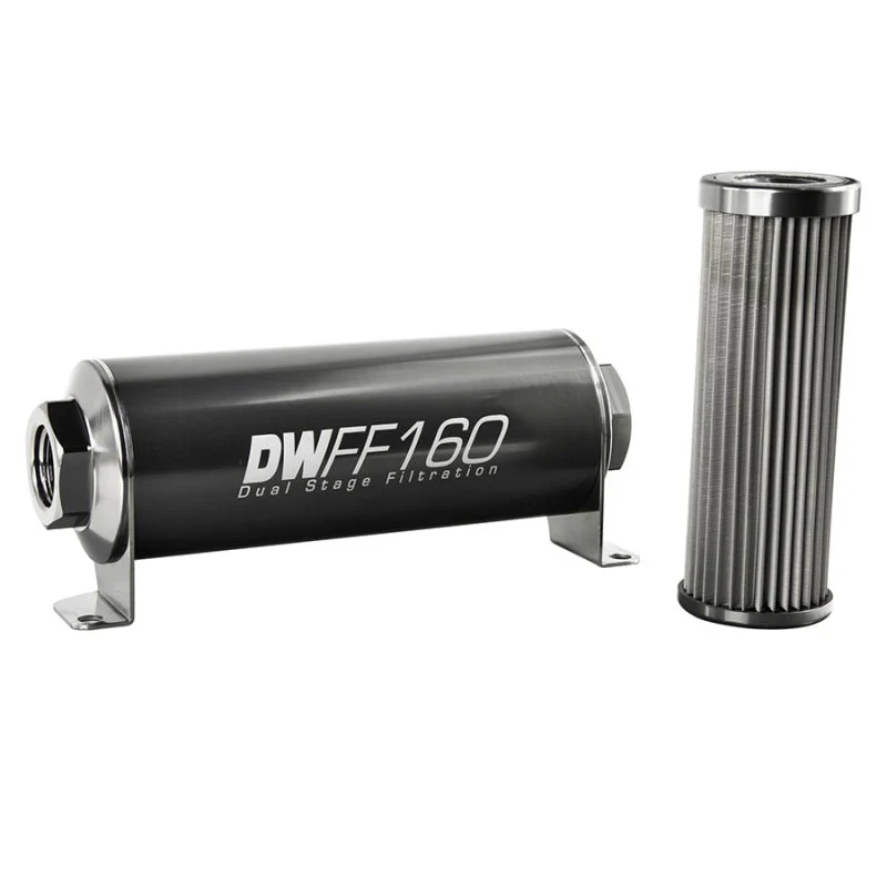 DeatschWerks Stainless Steel 10AN 10 Micron Universal Inline Fuel Filter Housing Kit (160mm) - Image 2