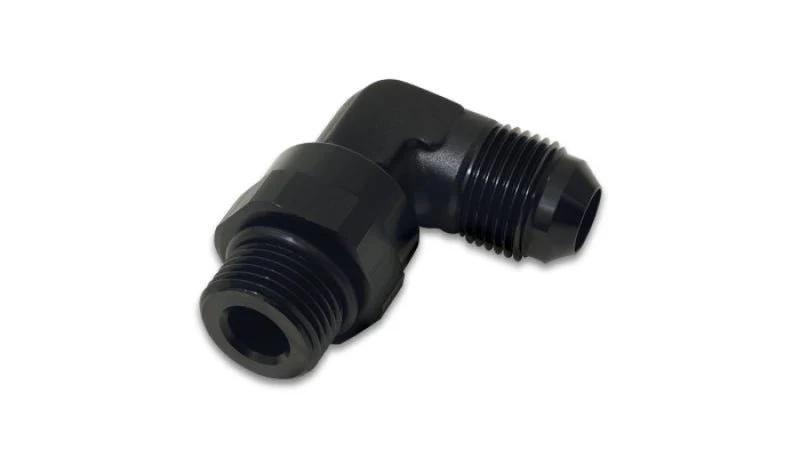 Vibrant -10AN Male Flare to Male -10AN ORB Swivel 90 Degree Adapter Fitting - Anodized Black - Image 2