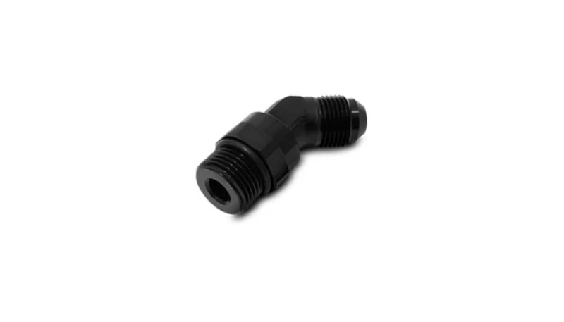 Vibrant -10AN Male to Male -8AN Straight Cut 45 Degree Adapter Fitting - Anodized Black - Image 2
