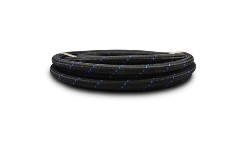Vibrant -12 AN Two-Tone Black/Blue Nylon Braided Flex Hose (20 foot roll) - Image 2