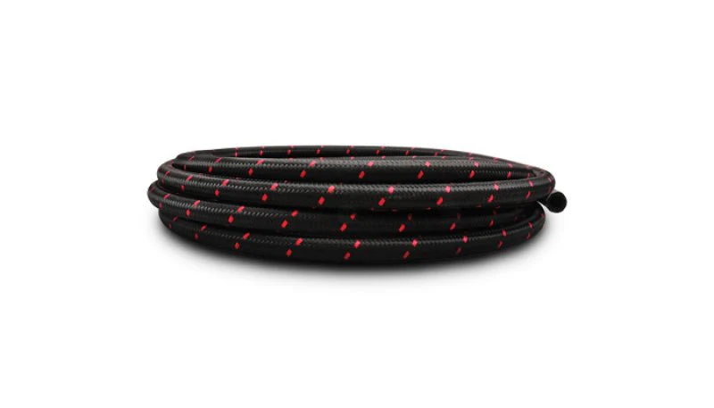 Vibrant -12 AN Two-Tone Black/Red Nylon Braided Flex Hose (20 foot roll) - Image 2