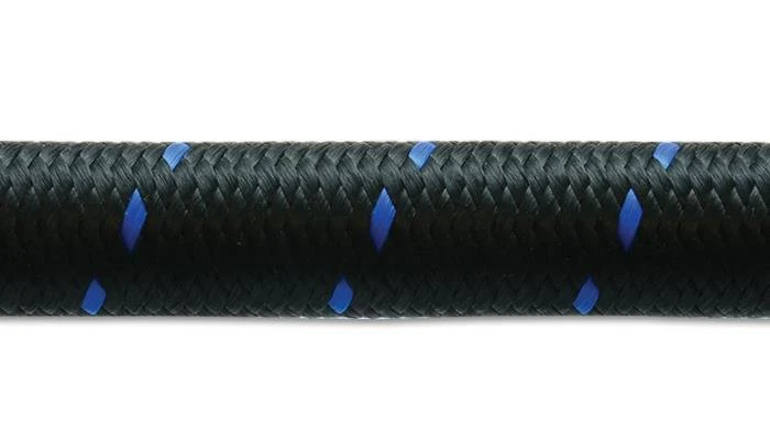 Vibrant -4 AN Two-Tone Black/Blue Nylon Braided Flex Hose (5 foot roll) - Image 2
