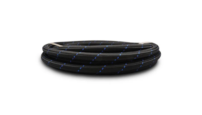 Vibrant -4 AN Two-Tone Black/Blue Nylon Braided Flex Hose (5 foot roll) - Image 5