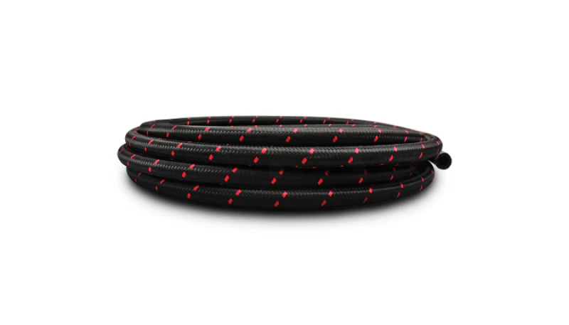 Vibrant -4 AN Two-Tone Black/Red Nylon Braided Flex Hose (10 foot roll) - Image 2