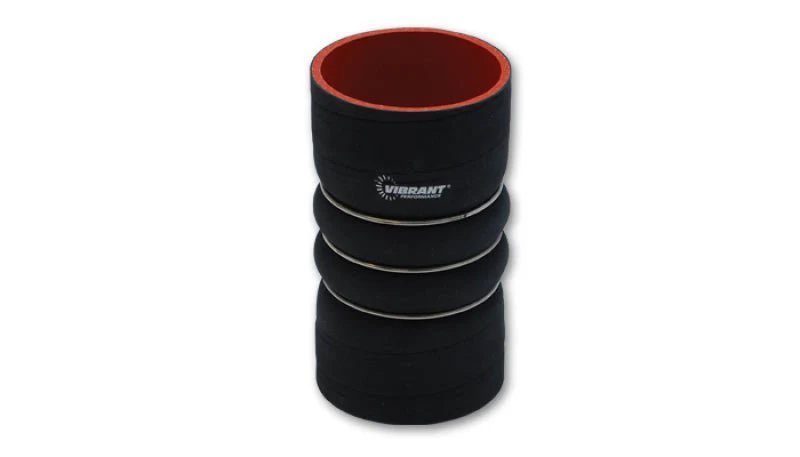 Vibrant 4 Ply Aramid Hump Hose w/3 SS Rings 3.5in ID x 8in Length - Black - Image 2