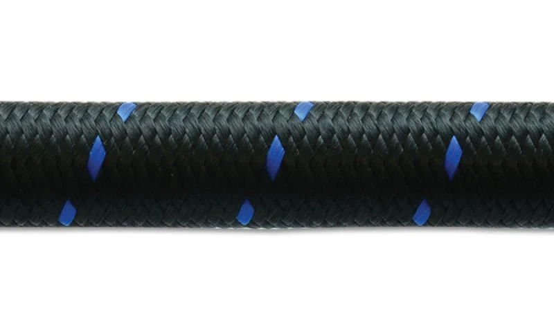 Vibrant -6 AN Two-Tone Black/Blue Nylon Braided Flex Hose (5 foot roll) - Image 2