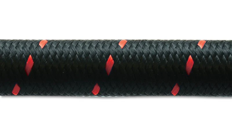 Vibrant -8 AN Two-Tone Black/Red Nylon Braided Flex Hose (20 foot roll) - Image 2