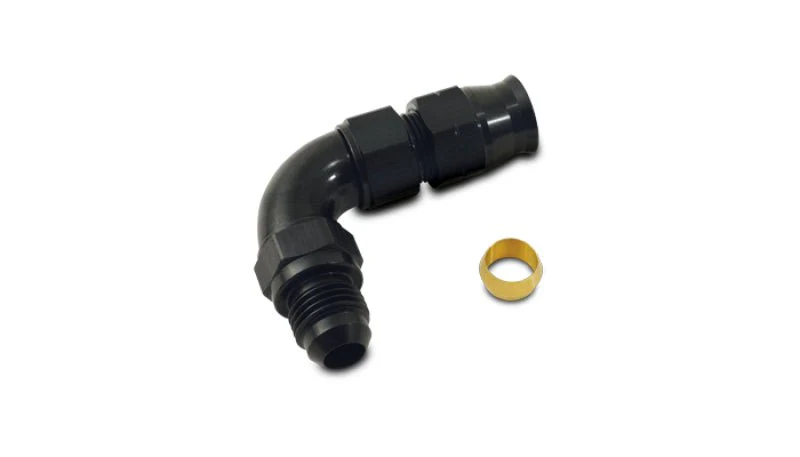 Vibrant 90 Degree 3/8in Tube to Male -6AN Flare Adapter w/ Olive Inserts - Image 2
