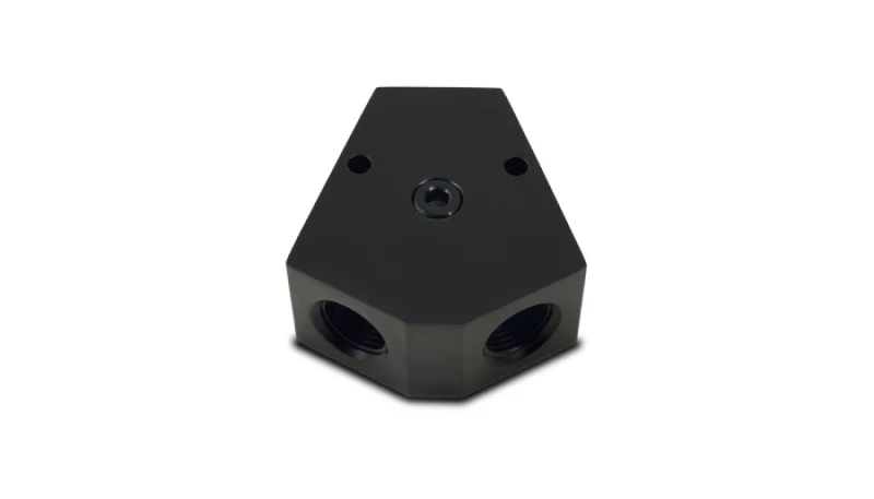 Vibrant Billet Aluminum Y-Block Fitting with 1/8in NPT Port - 1/2in NPT x 3/8in NPT x 3/8in NPT - Image 3