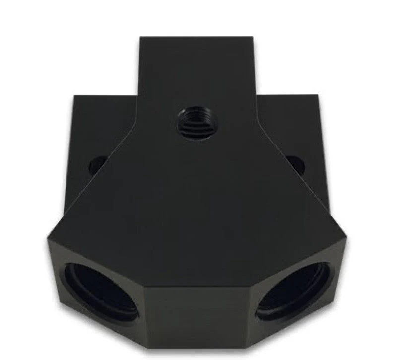 Vibrant Billet Aluminum Y-Block Fitting with 1/8in NPT Port -8AN x Dual -8AN ORB - Image 2