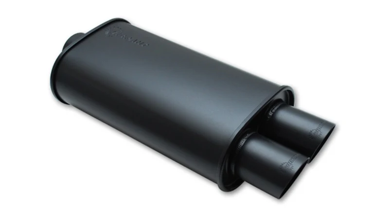 Vibrant StreetPower FLAT BLACK Oval Muffler with Dual 3in Outlets - 2.5in inlet I.D. - Image 3