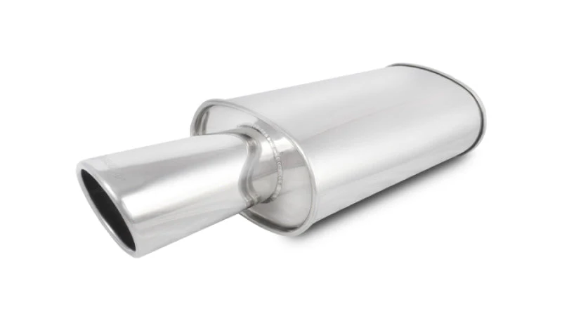 Vibrant StreetPower Oval Muffler with 4in Round Tip Angle Cut Rolled Edge - 2.5in inlet I.D. - Image 3