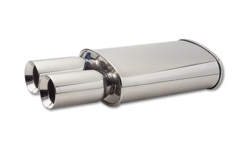Vibrant StreetPower Turbo Oval Muff w/ Dual 3.5in Round Tips Straight Cut Bev Edge 3in inlet I.D. - Image 2