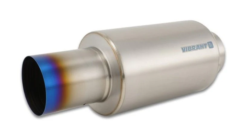 Vibrant Titanium Muffler w/Straight Cut Burnt Tip 4in Inlet / 4in Outlet - Image 2